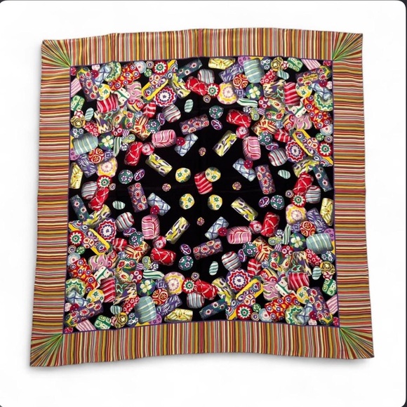 Bottega Veneta Accessories - Bottega Veneta Veneta Multi-Colored Millefiori Themed Silk Scarf Candy Print